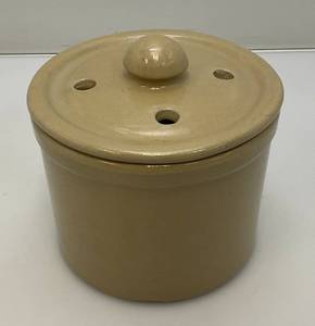 Vintage Bentson West Design For Boston Wharehouse, 6 x 6 Ceramic Crock With Holed Lid