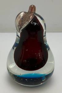 Vintage Encased 5.25 MURANO Art Glass Alfredo Bardini Pear Paperweight Sculpture