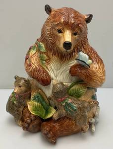 Vintage Fitz & Floyd Classics Large Momma Bear And Cubs Cookie Jar 13" Tall