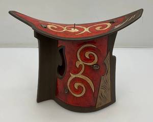 Very Unique Vintage Tri USA Terracotta Pottery Glazed Multi Colored Candle Holder 3 12 x 8 x 9