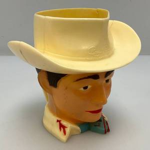 RARE Mid Century Celliloid  Plastic ROY RODGERS  The King Of The Cowboys Drinking Mug 4 x 4 x 4 12