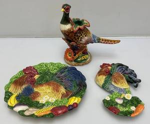 Vintage Fitz & Floyd Decorative Items Including Pheasant Candle Holder 8 14And More