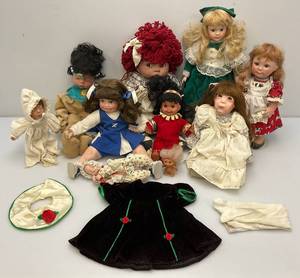 Large Group Of Misc. Vintage Dolls Some With Stands