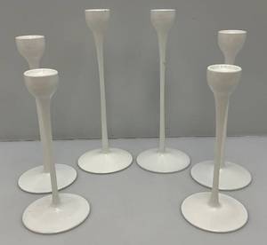 Misc. White Glass Modern Looking Candle Holders 10, 11 & 12 (Great For Wedding)