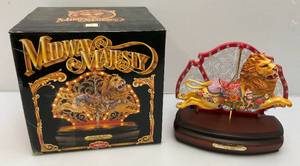 RARE Vintage ENESCO Midway Majesty King Of Beasts Lion, Light Up Carousel Music Box (NEW IN BOX)