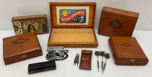 Misc. Wooden Cigar  Boxes, Darts And More