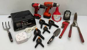 Misc. Garage Items Including Battery Charger, Drills And more