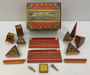Antique REEDS New Cathedral Lithograph Building Blocks