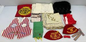 Vintage Felt Collectible Shrine Circus Hats, School Patrol Flag, Vintage Clothing And More