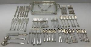 Vintage Anchor Hocking FIRE KING Class Casserole Dish With Silver Plated Tray &amp Misc. Silver-plated Dinnerware