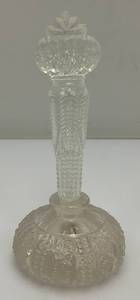 Vintage Cut Crystal Perfume Bottle Fat Bottom Made In USA 1930s-50s 6 34 Tall