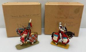 Two CHARLES C. STADDEN Hand Painted Heavy Metal Knights Including Richard Neville, Earl Of Warwick 4And  Sir Simon De Burley 3 With Original Boxes