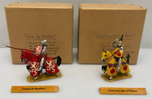 Two CHARLES C. STADDEN Hand Painted Heavy Metal Knights Including Comte De Montfort 3 12And  Cortney, Earl Of Devon 3 78 With Original Boxes