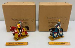 Two CHARLES C. STADDEN Hand Painted Heavy Metal Knights Including Sieur De St. Venant 3 34And  De Vere, Earl Of Oxford 3 34 With Original Boxes