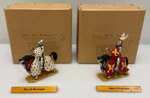 Two CHARLES C. STADDEN Hand Painted Heavy Metal Knights Including "Duc De Bretagne" 3 1/2"And  "Henry III De Salm" 4" With Original Boxes