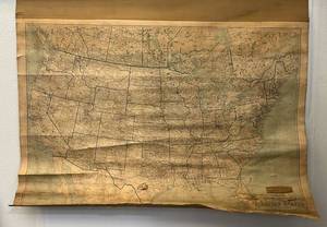 Antique 1916 UNITED STATES Cloth Map 26 x 36