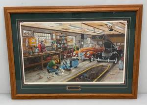 Framed Behind Glass Pencil Signed KEN ZYLLA Forty Ford And A Cord Limited Print 16569600 28 x 39