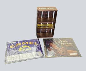 Camel Advertising Lot  2 Vintage Signs w Display Crate (1990s)