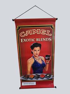 Camel Exotic Blends Cloth Advertising Hanging Sign  1990s Collectible