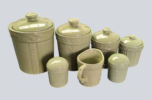 Signature Housewares “Sorrento” Canister Set – Debby Segura Designs (2001) – Sage Green