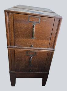 Vintage Oak 2-Drawer Filing Cabinet  Solid Wood