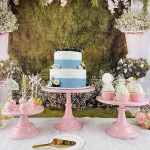 SWEET DISPLAY Set of 3 Pink Cake Stands