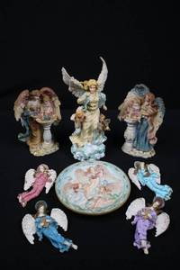 Angel Figurines & Decorative Plate (Lot of 8) Many Sizes