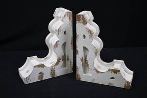 Magnolia Home Book Ends - Set of 2 Whitewash Wood - Vintage Style Shelf Decor 10Tall