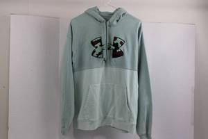 Under Armour Hoodie - Large Loose Fit, Light Blue with Camouflage UA Logo