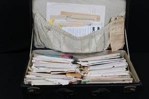 Vintage Simplicity & Butterick Sewing Patterns in Suitcase - Envelopes & Papers