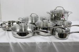 Cuisinart Stainless Steel Cookware Set - 7-Piece with Lids (1 qt, 2 qt, 3 qt x2, 5 qt, 6 qt, 10-inch Fry Pan)