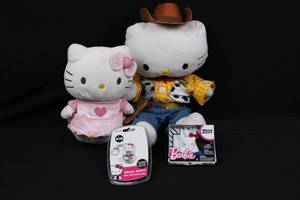 Hello Kitty Plush Duo with themed usb flash drive and barbie outfit. Large 17 inches tall kitty.