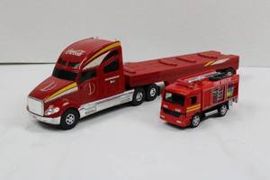 Hummer H3 Coca-Cola Tractor with Red Trailer & Fire Rescue Truck (2-Piece Die-Cast Set) - 2003