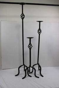 Wrought Iron Candle Holders - Tall Candelabras (Lot of 3) 25inch, 35inch, 45inch