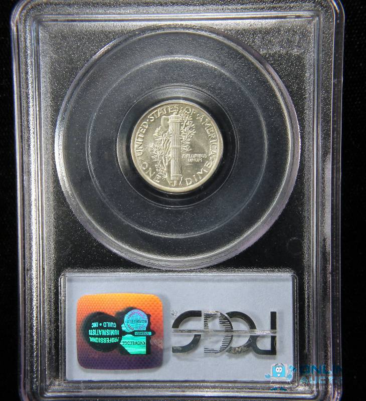 lot 11 image: 1923 MERCURY SILVER DIME AU58 PCGS CERTIFIED