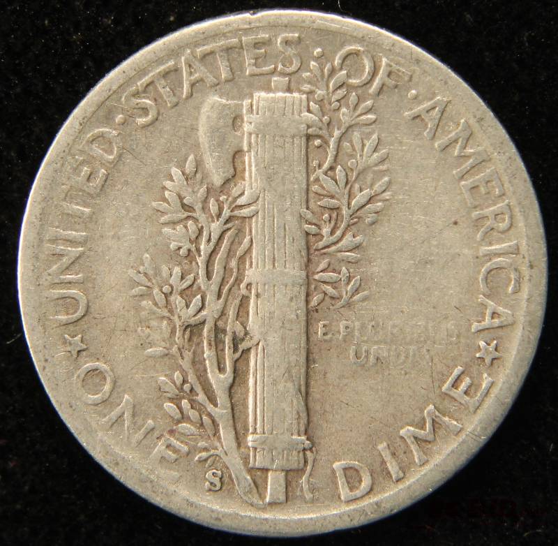 lot 37 image: 1943 S MERCURY SILVER DIME VF