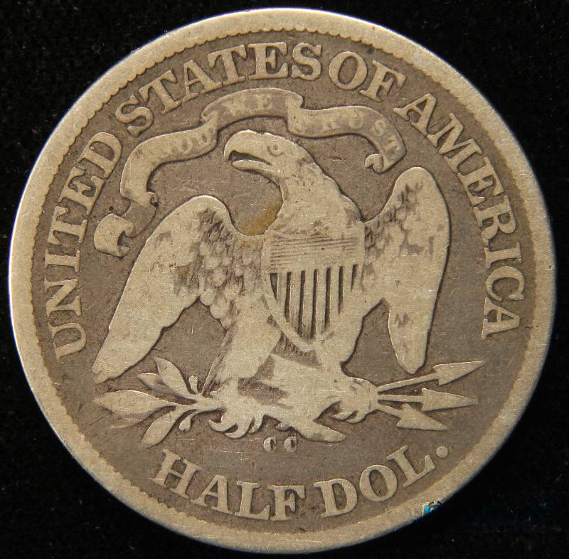 lot 43 image: 1876 CC CARSON CITY US SEATED SILVER HALF DOLLAR