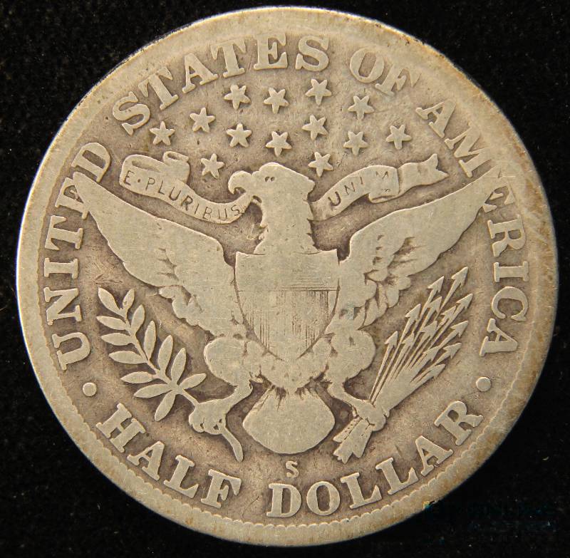lot 44 image: 1913 S US BARBER SILVER HALF DOLLAR VG