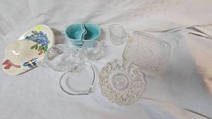 Vintage Camark USA Pottery SugarCreamer, Cambridge Glass SugarCreamer