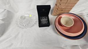 Childrens Plates, Candle Holders, Red Wing Bowls, Snowflake Sculpture