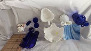 Misc Milk Glass and Blue Glassware