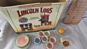 Lincoln Logs, Atlas Tea Set, Cat Perfume Bottle