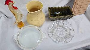 Murano Style Art Glass Chicken and Various Vintage Glass