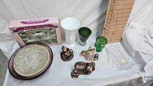 Childrens Tea Set with box, figurines and Misc