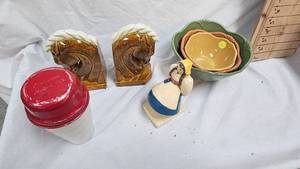 Horse Bookends, Dutch Girl, Bowl Set