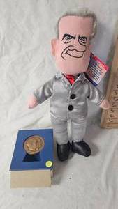 Richard Nixon Doll and Bronze 1973 Inaugural Medal