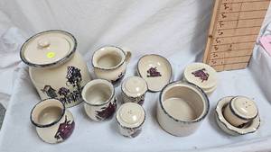 Home and Garden Party Apple and Birdhouse Spoon Rest, Jars, Coasters