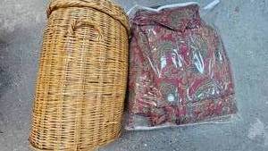 Queen Comforter and Wicker Basket with Lid