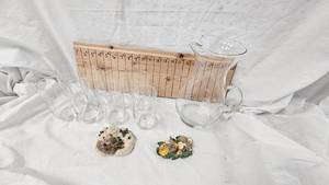 Etched Pitcher with matching glasses set