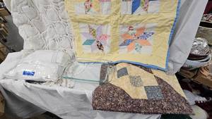 Glass Pan, Lap Quilts, Crocheted Tablecloth